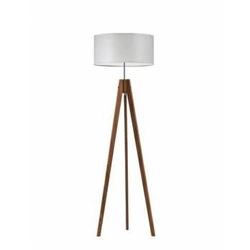 Podlahová lampa Haiti stínidlo světle šedá stojan mahagon