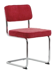 Čalouněná židle Tepper červený manšestr na lyžinách do jídelny a obýváku moderní