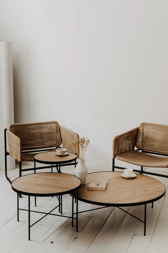 Kulaty dubový konferenční stolek Tre 430 NORDIFRA moderní skandinávský do obýváku 43 cm