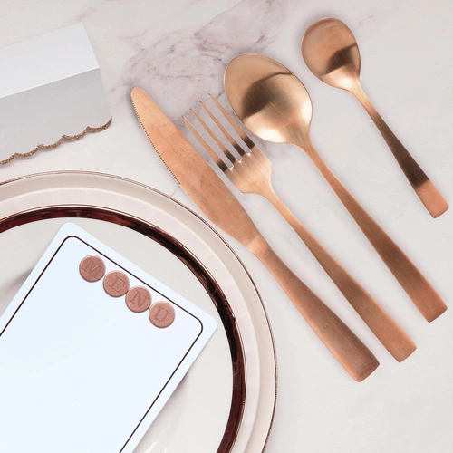 Zlatá sada jídelního příboru Charbon Intesi 16 ks nerez vhodné do myčky