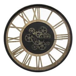 Retro nástěnné hodiny Paul 57 cm hnědé s viditelným strojkem do obýváku Atmosphera