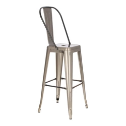 Barová židle Paris Back 75 cm metalická inspirovaná Tolix OUTLET