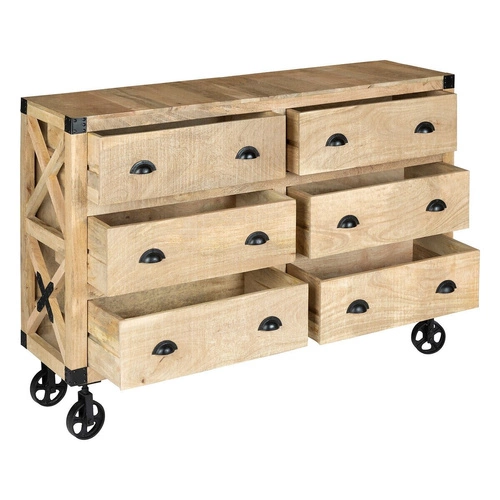 Rustikální dřevěná komoda Silas mango 150 cm se zásuvkami do obýváku Atmosphera