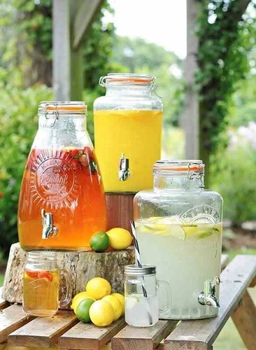 Skleněný nápojový sud 5l KILNER s kohoutkem, provensálský dávkovač na limonádu