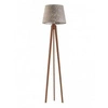 Stojací lampa Curacao šedý melír moderní dřevěná s látkovým stínidlem do obýváku Lysne 158 cm