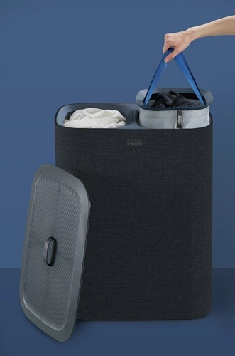 Joseph Joseph Tota moderní koš na prádlo 90 l se 2 přihrádkami do koupelny černý