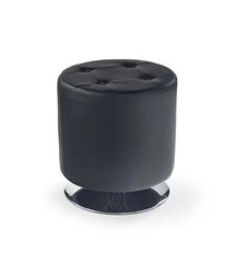 Černý kulatý taburet z eko kůže na chromované noze moderní do obýváku Intesi 42 cm