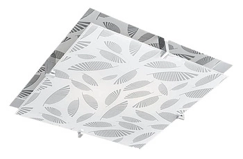 Skleněné stropní svítidlo Fikus 36x36 moderní čtvercové do obýváku a kuchyně chrom