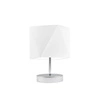 Noční lampička do ložnice PASADENA moderní bílá s textilním stínidlem na chromované konstrukci LYSNE