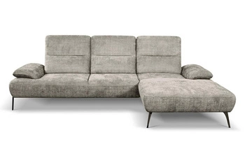 Moderní pravý rohový gauč do obýváku Rasmus s nastavitelným opěradlem světle šedý Intesi