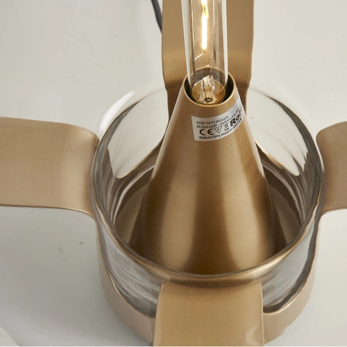 Stolní lampa FATA moderní skleněná průhledná zlatá 35 cm do obýváku a ložnice