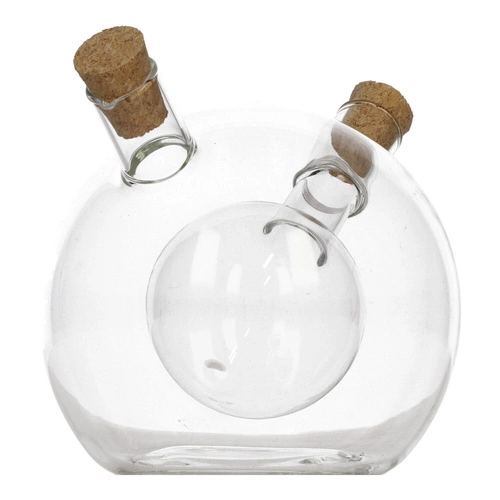 Skleněná láhev 2v1 na olej a ocet 480 ml kulatá moderní 5five simply smart