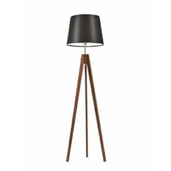 Stojací lampa do obýváku ARUBA trojnožka moderní dřevěná hnědá s látkovým stínidlem Lysne