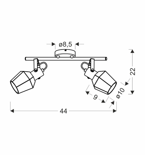 Stropní svítidlo Randi černé moderní nastavitelné do obýváku, kuchyně a jídelny 2bodové