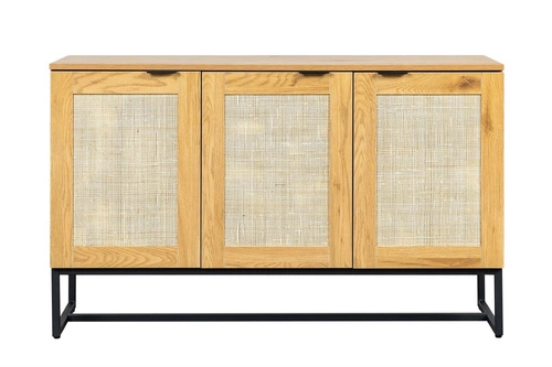 Komoda Capri 120 cm ratanová se skříňkami na černých nohách do obýváku moderní boho