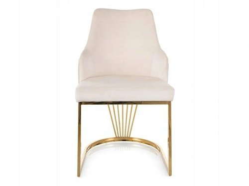 Židle Shively béžová sametová s područkami do jídelny ve stylu glamour