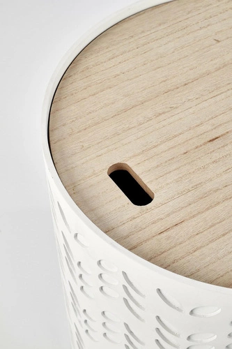 Sada dvou kulatých konferenčních stolků Lamba bílá moderní s úložným prostorem do obýváku