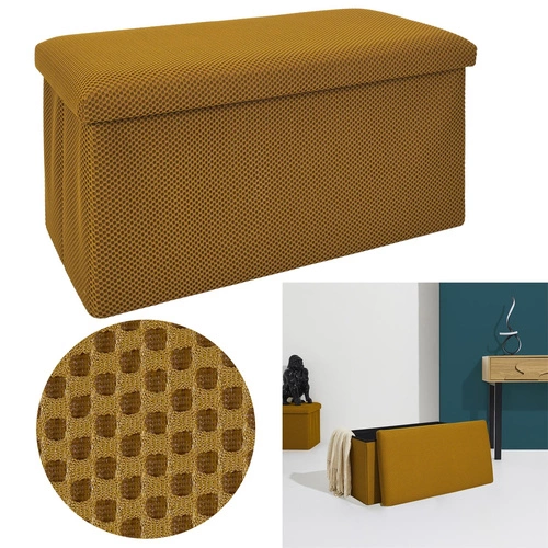 Žlutý obdélníkový skládací taburet s úložným prostorem Velse Atom Intesi do předsíně a dětského pokoje