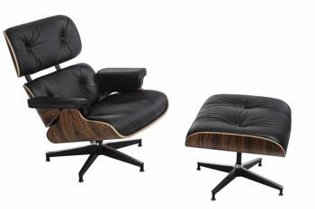 Relaxační křeslo Vip Lounge Chair kožené černé s podnožkou do obýváku moderní otočné