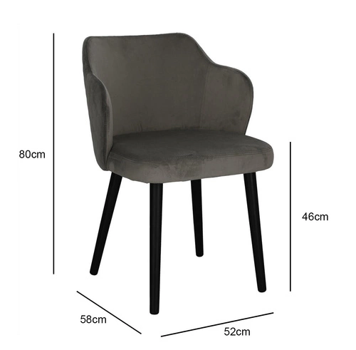 Čalouněná jídelní židle Bergen šedá s područkami moderní skandinávský styl Intesi