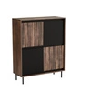 Moderní ořechová komoda Miri s frézovanými dvířky na černých nohách 102 cm do obýváku