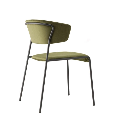 Zelené čalouněné křeslo Lisa ve stylu loft s kovovými nohami do obýváku a jídelny