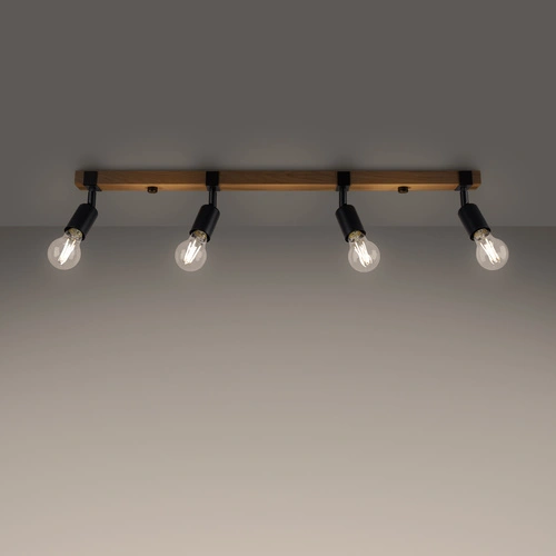 Stropní svítidlo ZUCA 4 černé moderní kovovo-dřevěné do obývacího pokoje Sollux Lighting