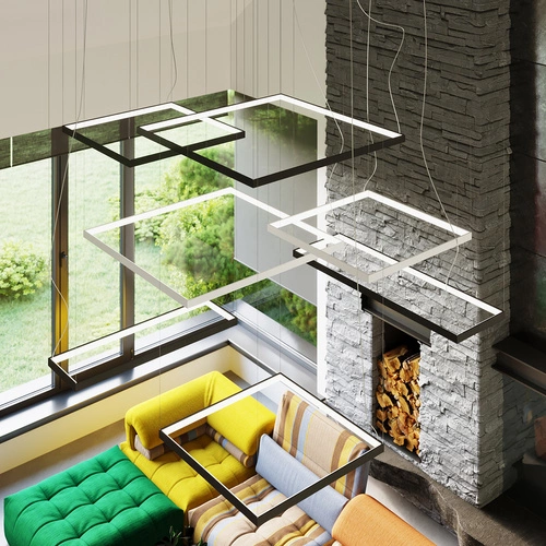 Moderní bílý LED lustr Tuula L do obýváku, loftový kovový 150 cm Thoro