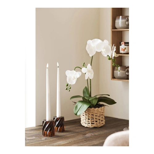 House Nordic sada 2 kouřových hnědých skleněných svícnů na čajové svíčky do obýváku