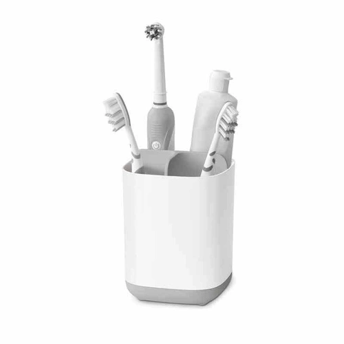 Plastový moderní bílý kelímek na zubní kartáčky Joseph Joseph JJ do koupelny