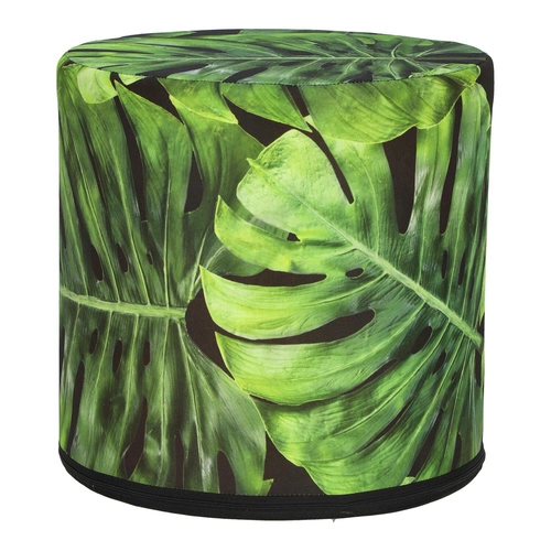 Zahradní kulatý puf Black Monstera Intesi voděodolný moderní na balkon a terasu 40 cm