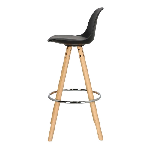 Barová židle Nord černá s opěrkou do kuchyně a k ostrůvku, moderní, dřevěná s ekokůží Intesi