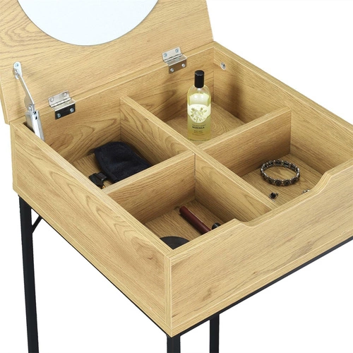 Toaletní stolek s zrcadlem Leyla dub moderní kompaktní do ložnice s přihrádkami Intesi