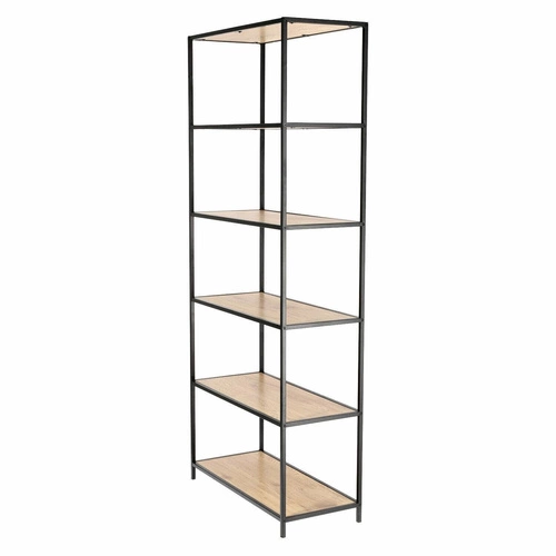 Knihovna Oxford IV moderní loftová do obýváku 77 cm dub a černý kov Intesi