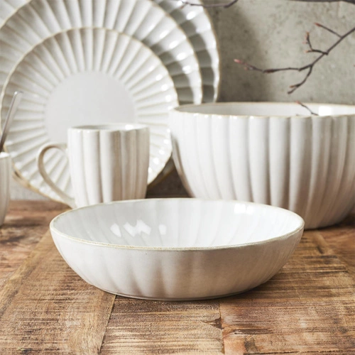 Keramický hluboký talíř Vlora 20 cm béžový do jídelny, myčka, moderní