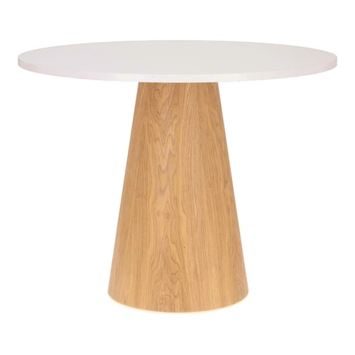 Kulatý konferenční stolek Soleilo 80 cm bílá/dub Výprodej