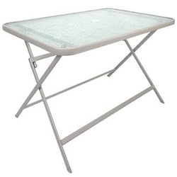 Skládací zahradní stůl Formentera moderní skleněná deska 110 cm béžový na terasu Intesi