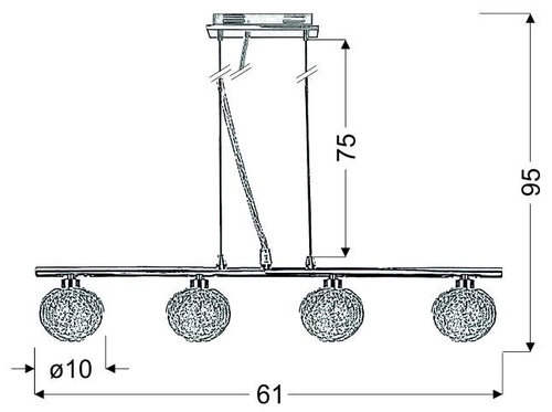 Závěsná lampa 4x40W G9 chrom