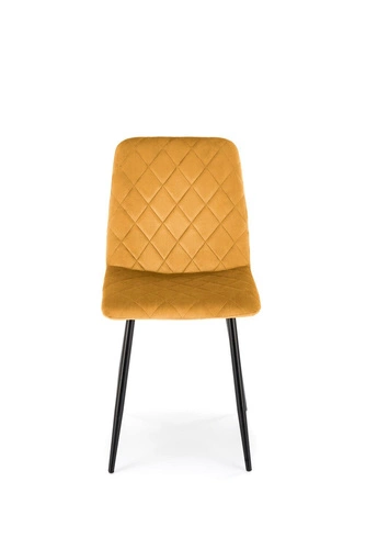 Jídelní židle Uferyn Intesi čalouněná samet hořčicová moderní prošívaná černé nohy