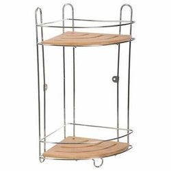 Rohová koupelnová polička Venterra Bambus 5five simply smart do sprchy z bambusu a kovu