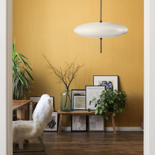 Závěsné svítidlo PIATTO bílé 50 cm moderní lustr do obýváku, jídelny nebo nad stůl