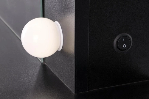 Toaletní stolek s LED zrcadlem Sybilla XL černý moderní na líčení se zásuvkami do ložnice