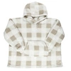 Bluzo deka Intesi snuddie teplá béžová kostkovaná s kapucí na pohovku 128 cm