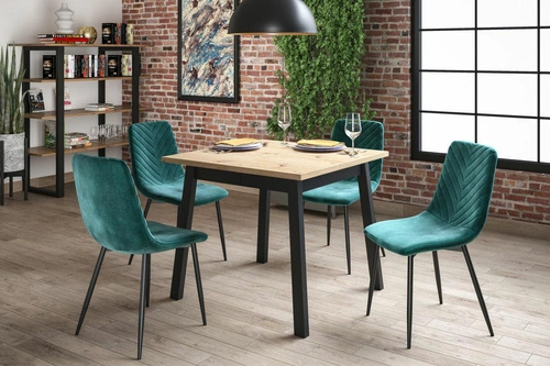 Čalouněná židle Herman Velvet zelená Intesi do jídelny a obýváku moderní na černých nohách