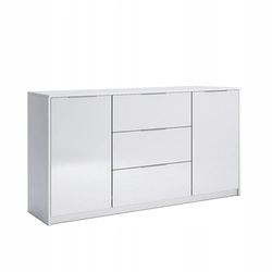 Vysoká bílá komoda Merle s zásuvkami moderní do obývacího pokoje 160 cm lesk