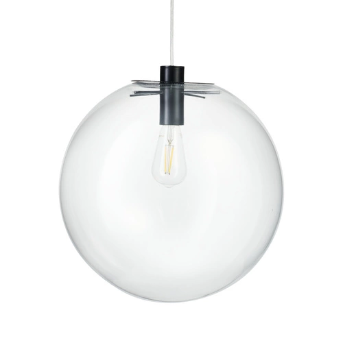 Závěsné skleněné černé svítidlo koule TONDA 40 cm do obýváku a nad stůl, výškově nastavitelné