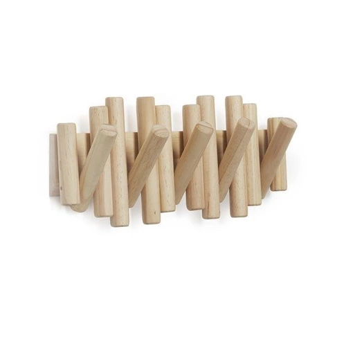 Umbra Picket dřevěný nástěnný věšák do předsíně skandinávský přírodní 37 cm