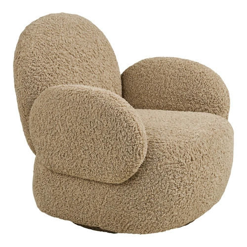 Otočná relaxační křesla Messina do obýváku světle hnědé chlupaté