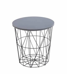 Konferenční stolek Salvatore kulatý šedý moderní loftový s černou ocelí do obýváku 42 cm