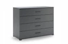 Šedá komoda Della se 4 zásuvkami moderní na nožkách do obýváku a ložnice Intesi